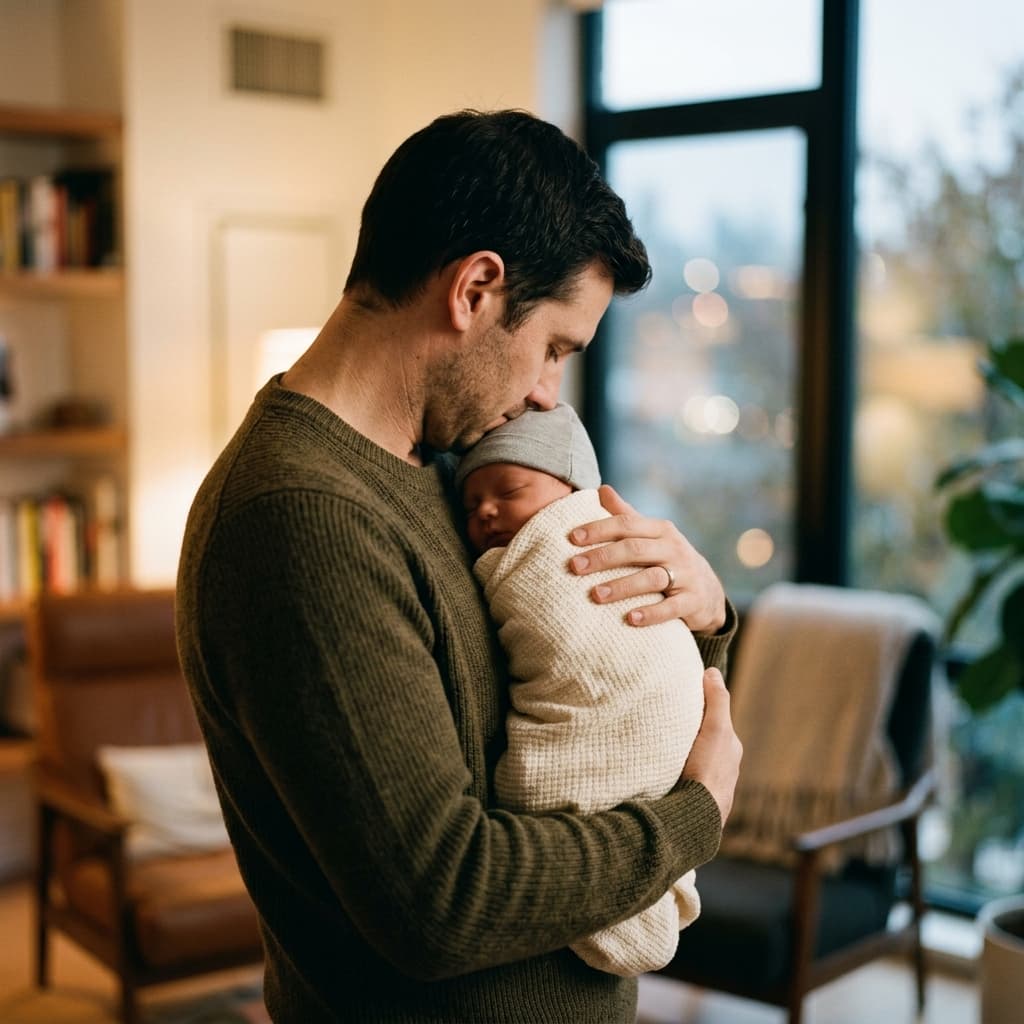 Father holding baby